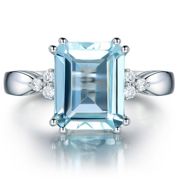 Jewelry - Blue Topaz and Cubic Zirconia Ring Silver
